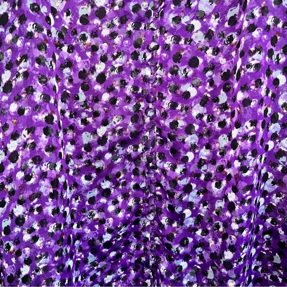 White House Black Market Purple & Gold Dot Button Sheer Blouse Women’s XS - Picture 6 of 9
